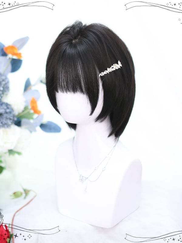 Black/Dark Brown Layered Cut Short Synthetic Wig