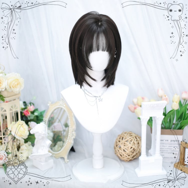 Dark Brown Shoulder Length Straight Synthetic Wig