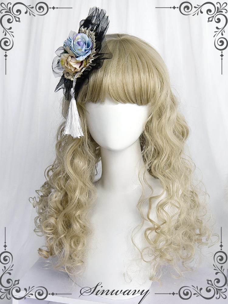 Beige Gold Doll Curly Medium Synthetic Wig