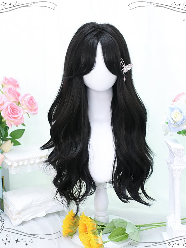 Black Long Wavy Full Fringe Synthetic Wig