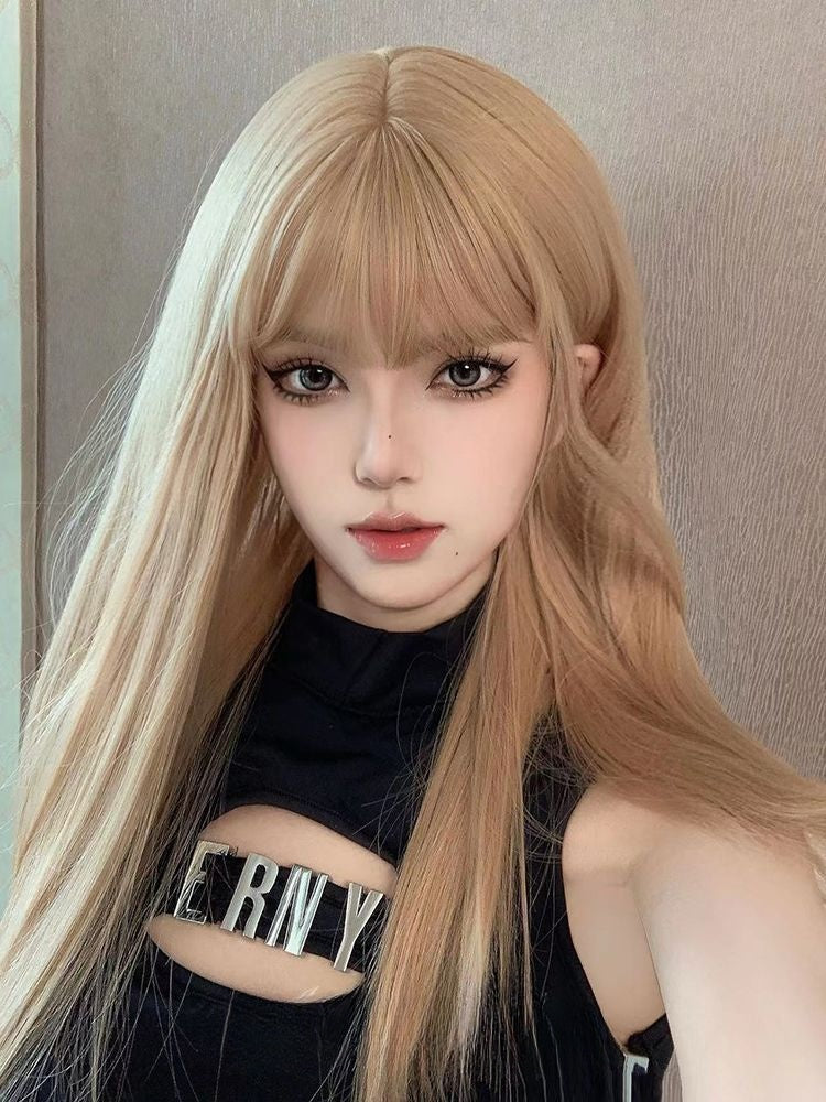 Straight Golden Synthetic Wig