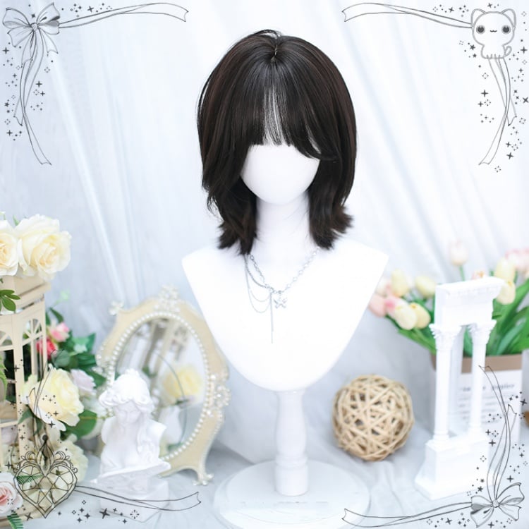 Black-brown/Brown Ouji Style Shoulder Length Synthetic Wig