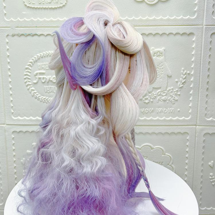 Coral Sea Ombre Hair Color Lolita Hand-braided Synthetic Wig