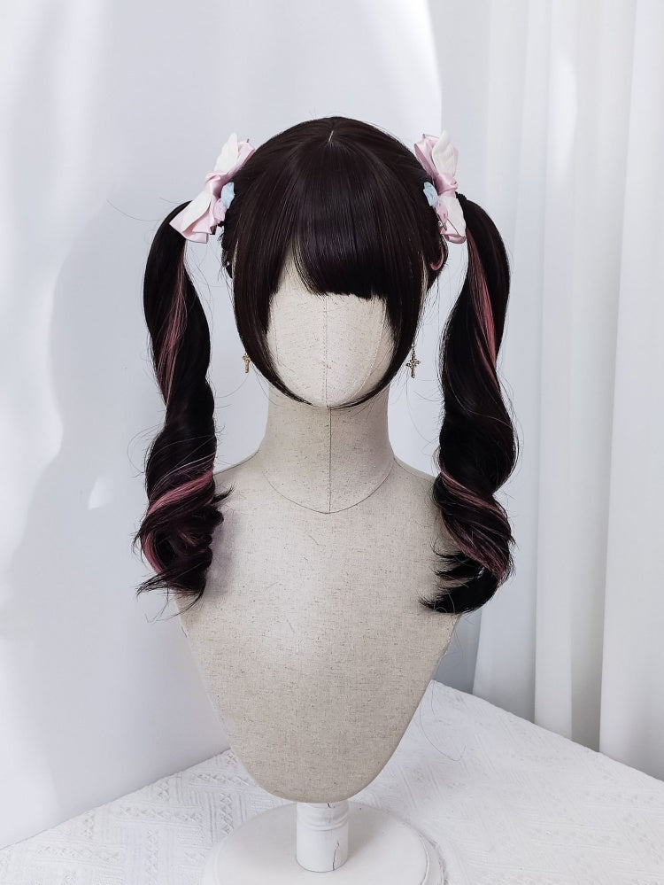 Cherry Pink Highlight Jirai Kei Long Wavy Synthetic Wig