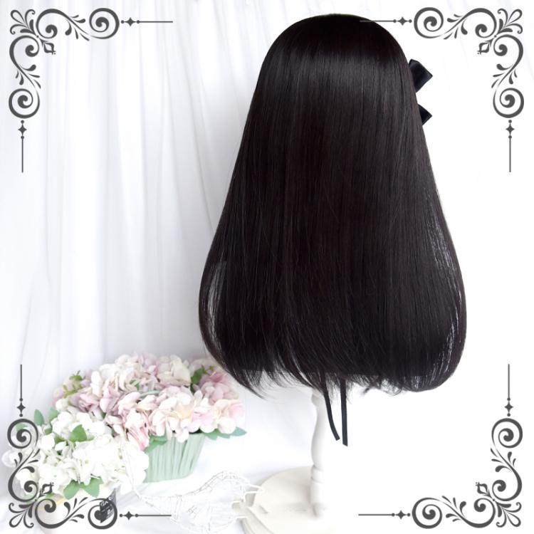 Black Strawberry Highlight Hair Color Straight Black and Rose Pink Synthetic Wig