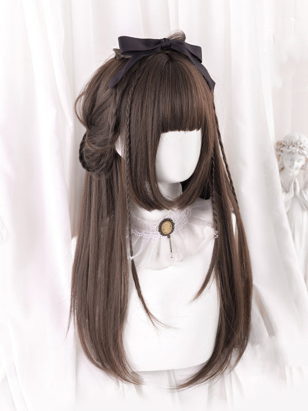 Brown / Black Princess Cut Straight Synthetic Wig