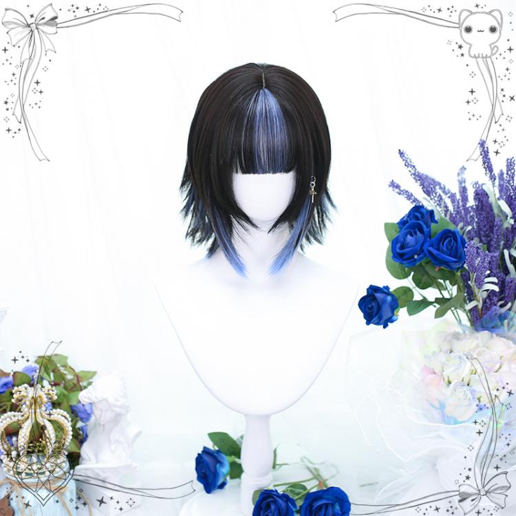 Black and Blue Ombre Ouji Short Wig