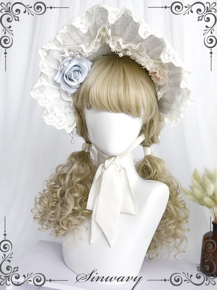 Beige Gold Doll Curly Medium Synthetic Wig