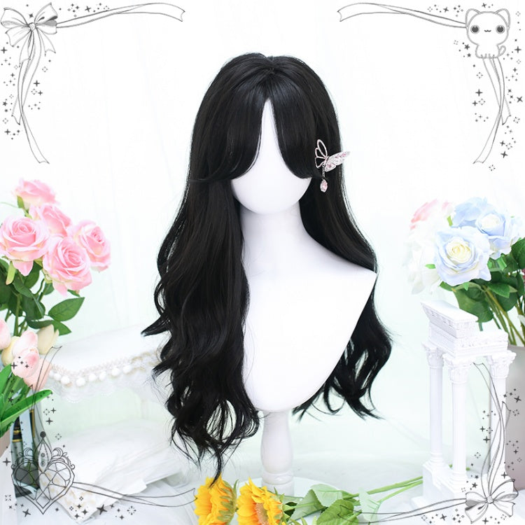 Black Long Wavy Full Fringe Synthetic Wig