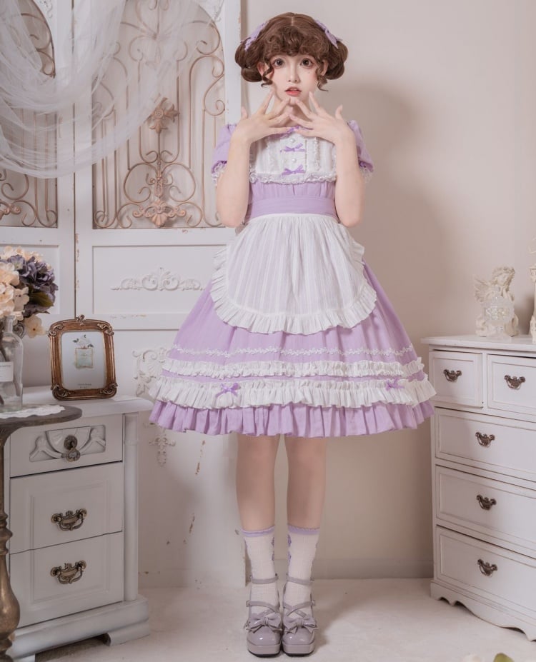 Dream Garden Lace Trim Bowknot Details Short Sleeves Lolita OP