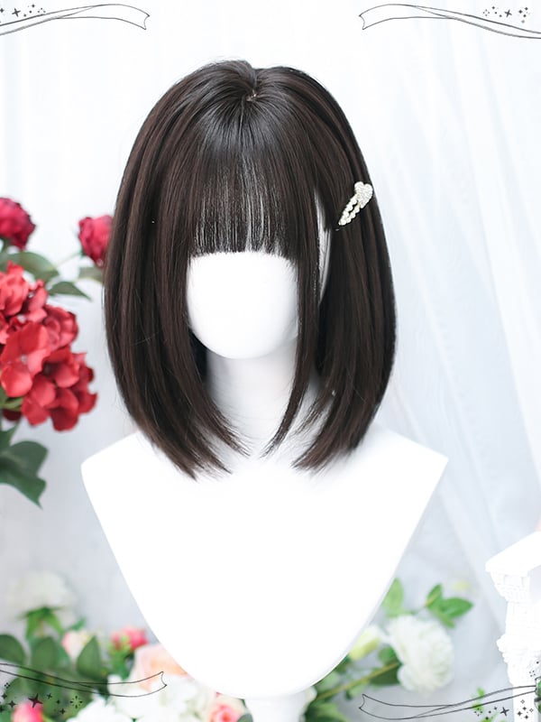 Dark Brown Straight Shoulder Length Synthetic Wig