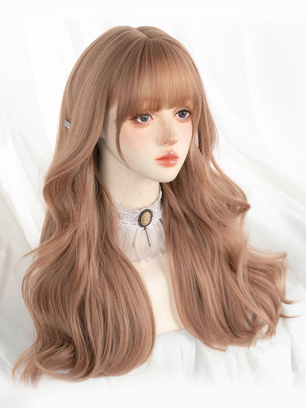 Champagne Mid-Long Wavy Synthetic Wig