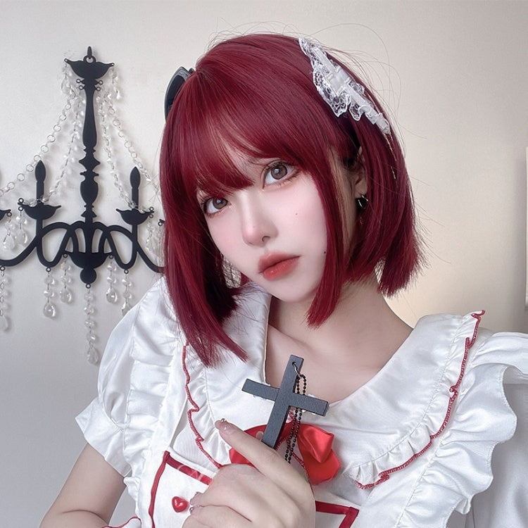 Straight Burgundy 30CM Short Wig