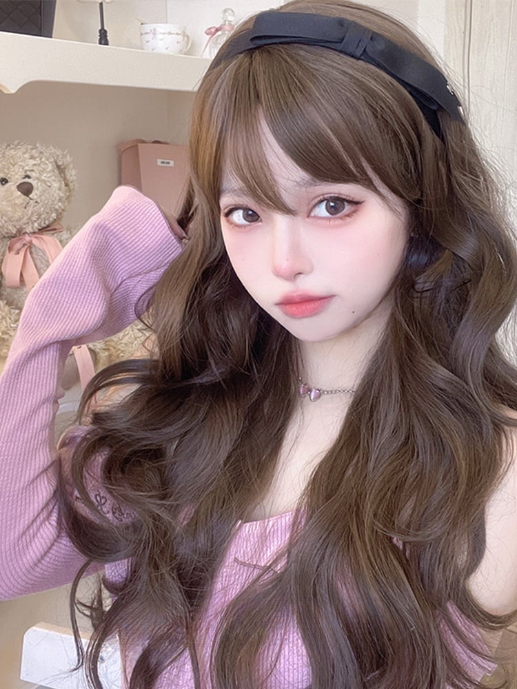 Wavy Waist Length Brown Lolita Synthetic Wig