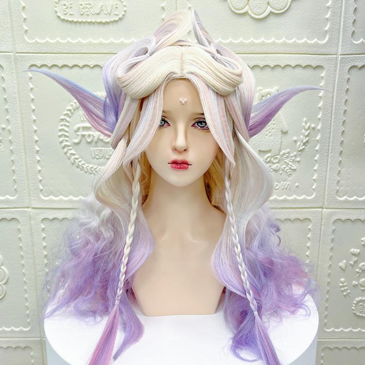 Coral Sea Ombre Hair Color Lolita Hand-braided Synthetic Wig