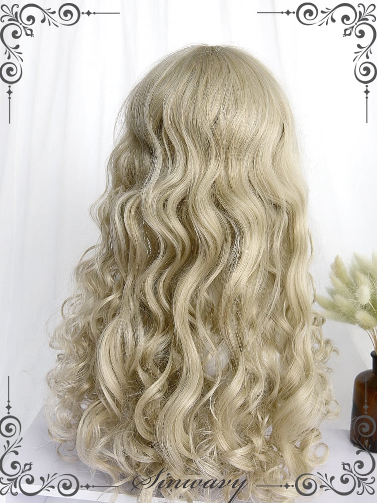 Beige Gold Doll Curly Medium Synthetic Wig