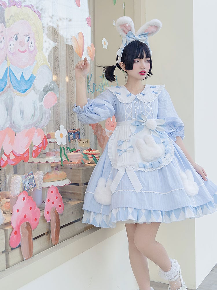 Alice Bunny Lolita Fashion Mid-length Sleeves Peter Pan Collar Dress