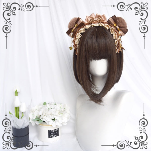 Daily Black Brown Bob Wig with Bangs