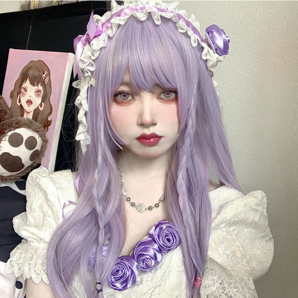 In Stock Lavender Air Bangs Long Wig