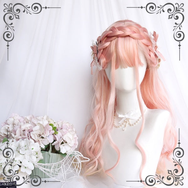 Waist Length Pink Gold Ombre Wavy Wig