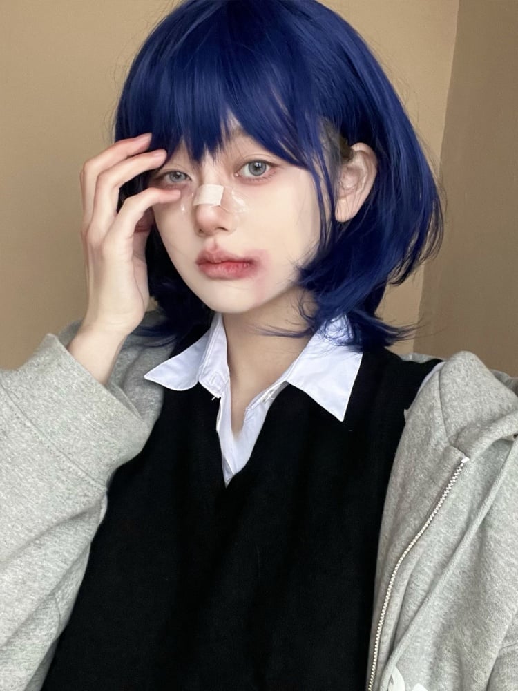 Blue Short Synthetic Wig