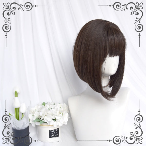 Daily Black Brown Bob Wig with Bangs