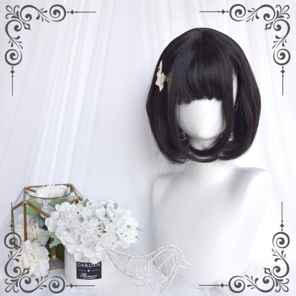 Chin Length Natural Black Curly Bottom Short Wig