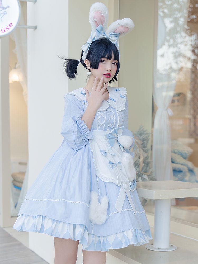 Alice Bunny Lolita Fashion Mid-length Sleeves Peter Pan Collar Dress