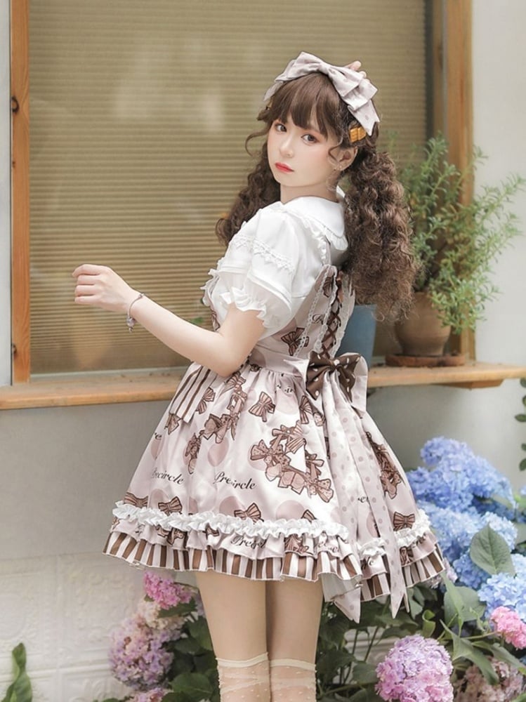 Chocolate Wreath Ruffle Trim Sweetheart-shaped Bodice Jumper Skirt