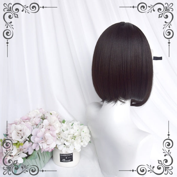 Daily Black Brown Bob Wig with Bangs