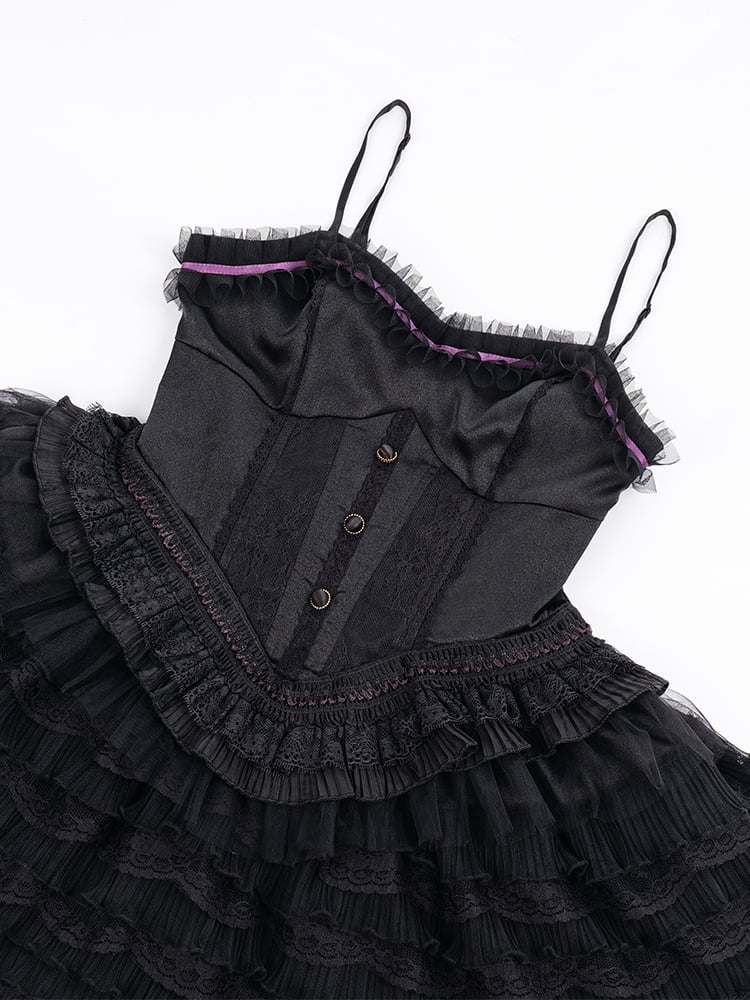 Boned Corset Waist Ballet Dress Jumper Skirt Black and Purple