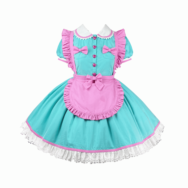 Clearance-Size L for Bust 96CM Maid Cafe Peter Pan Collar Bowknot Details Short Sleeves One Piece - Sukuroi