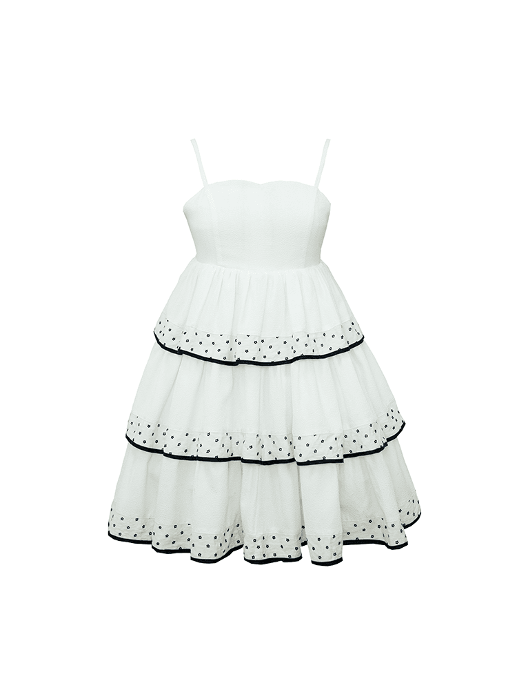 High Waist White Jumper Skirt Tiered Skirt