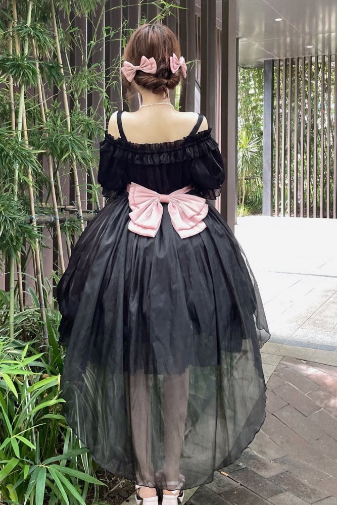 Bowknot Details Ruffle Off-the-shoulder Neckline Short Sleeves Lolita OP