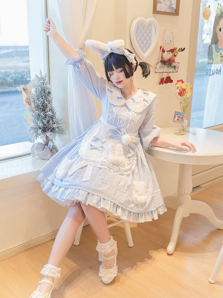 Alice Bunny Lolita Fashion Mid-length Sleeves Peter Pan Collar Dress