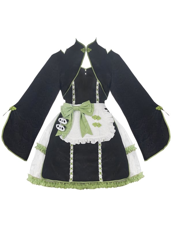 Green Qi Style Jumper Skirt +Bolero+Apron Full Set