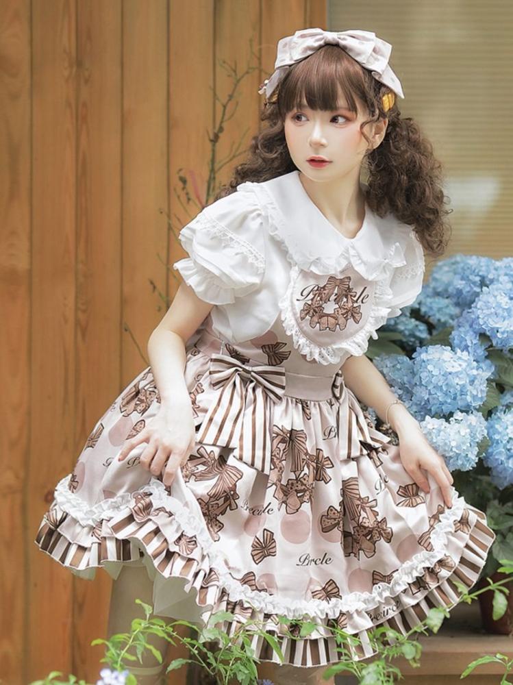 Chocolate Wreath Ruffle Trim Sweetheart-shaped Bodice Jumper Skirt